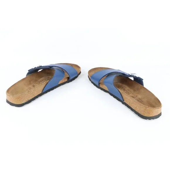 Vintage Birkis Birkenstock Womens 6 Distressed Leather Cross Strap Sandals Blue - Picture 8 of 10